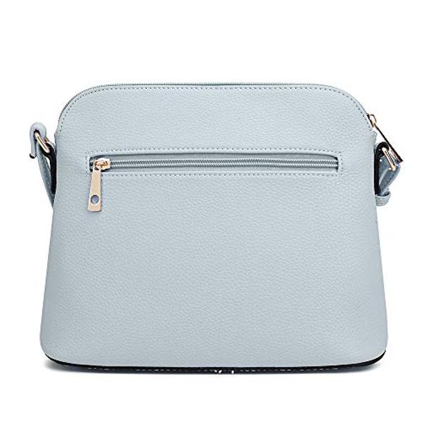 SG SUGU Lunar Lightweight Medium Dome Crossbody Bag Shoulder Bag with Double Tassels | Zipper Pocket | Adjustable Strap|Light Blue