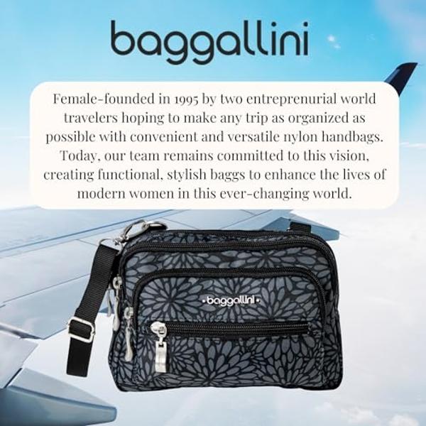 Baggallini womens Triple Zip Bagg Convertible Cross Body, Pewter Floral, One Size US