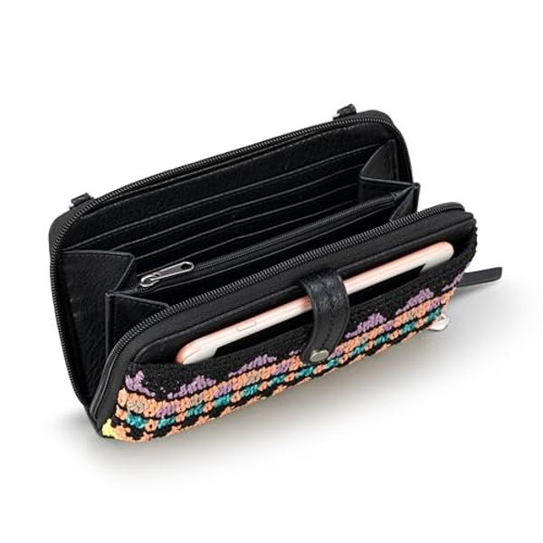 DELUXITY Crossbody Purse Bag Shoulder Bag Multi Pocket Zipper Purse | Black