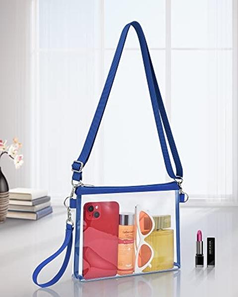 Bagenius Clear Purse Stadium Approved for Women, Transparent Clear Bag with Removable Straps for Work Festival Sporting Events and Concert - Blue