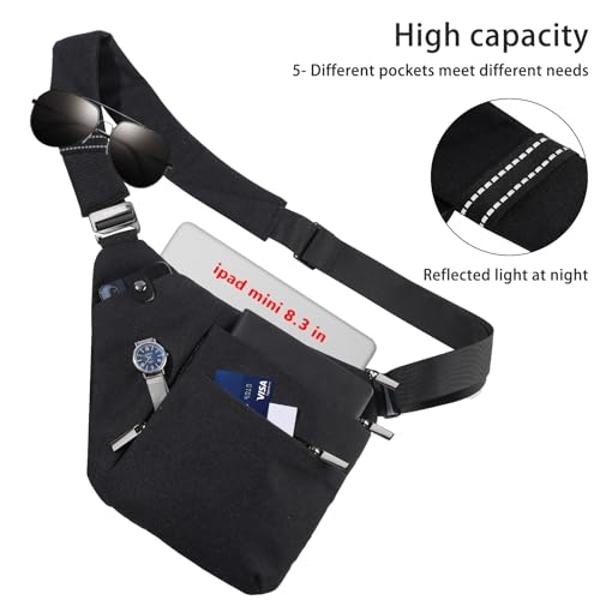 VADOO Sling Bag - Anti-theft Crossbody Shoulder Bag for Men and Women (Black 2.0)