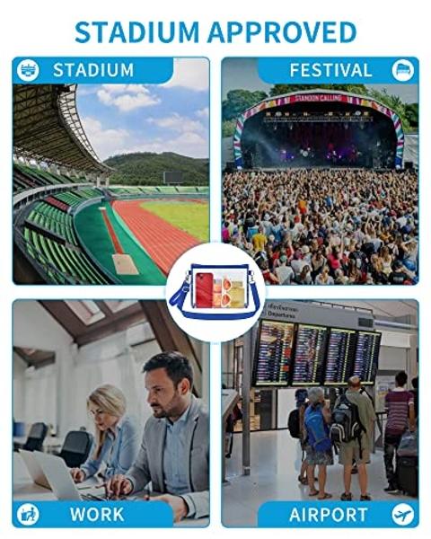 Bagenius Clear Purse Stadium Approved for Women, Transparent Clear Bag with Removable Straps for Work Festival Sporting Events and Concert - Blue