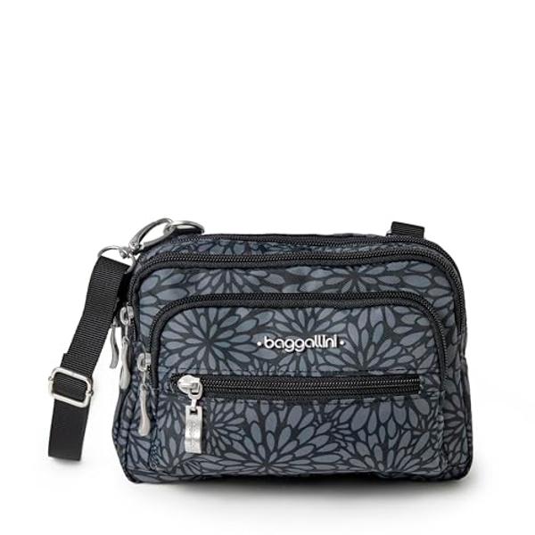 Baggallini womens Triple Zip Bagg Convertible Cross Body, Pewter Floral, One Size US