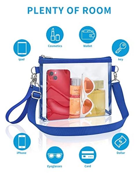 Bagenius Clear Purse Stadium Approved for Women, Transparent Clear Bag with Removable Straps for Work Festival Sporting Events and Concert - Blue