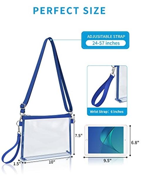 Bagenius Clear Purse Stadium Approved for Women, Transparent Clear Bag with Removable Straps for Work Festival Sporting Events and Concert - Blue
