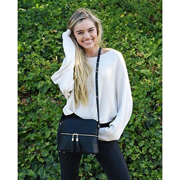 AUYOCO Vegan Leather Crossbody Bags for Women, Crossbody Purse with Guitar Strap Zipped Pockets Handbag Shoulder Bag