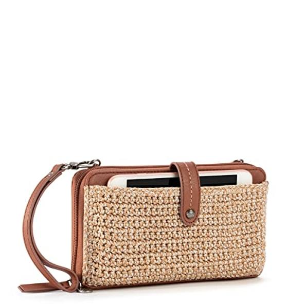 The Sak Iris Smartphone Crossbody Purse - Women's Cellphone Bag & Wallet For Everyday - Convertible Wristlet With Zipper in Bamboo Static/Crochet