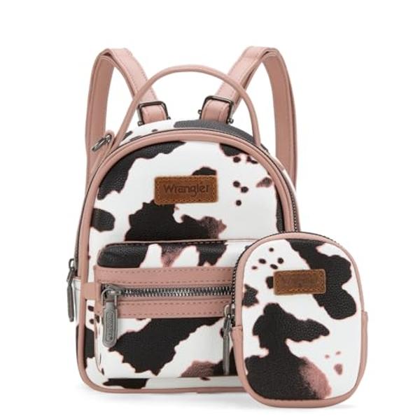 Montana West Wrangler Mini Backpack Cute Cow Print Backpack Purse for Girls and Women, Pink WG133-8600PK