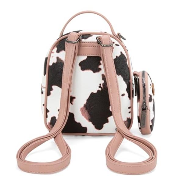 Montana West Wrangler Mini Backpack Cute Cow Print Backpack Purse for Girls and Women, Pink WG133-8600PK