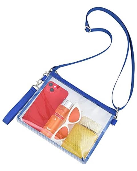 Bagenius Clear Purse Stadium Approved for Women, Transparent Clear Bag with Removable Straps for Work Festival Sporting Events and Concert - Blue