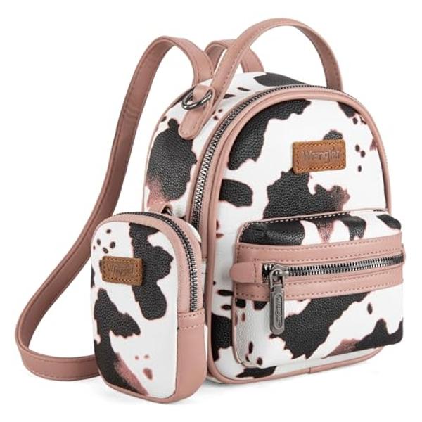 Montana West Wrangler Mini Backpack Cute Cow Print Backpack Purse for Girls and Women, Pink WG133-8600PK