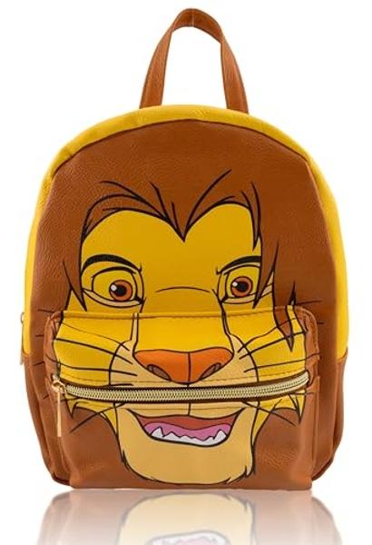 Disney Lion King Backpack for Women, Men, Boys, Girls, Unisex | Cute PU Leather 10" Simba Mini Backpack Purse Shoulder Purse | Lion King Bag and Lion King Accessories