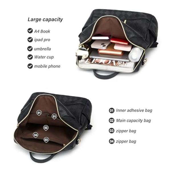Makes Backpack Purse for Women PU Leather Travel Satchel Handbag Convertible Design Bag with Purse 2 Piece 12 Inch