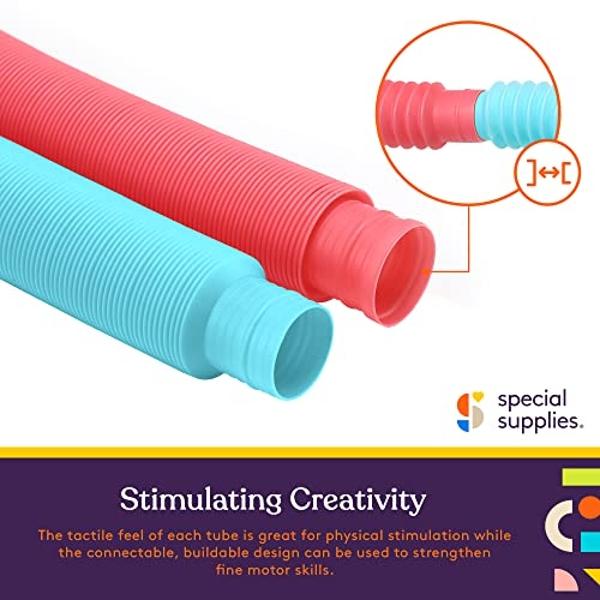 Special Supplies Fun Pull and Stretch Tubes for Kids - Pop, Bend, Build, and Connect Toy, Provide Tactile and Auditory Sensory Play, Colorful, Heavy-Duty Plastic (8-Pack Pastel Col