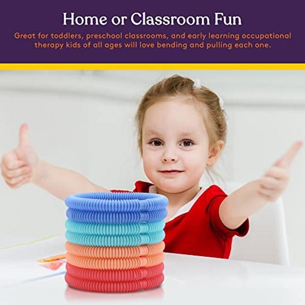 Special Supplies Fun Pull and Stretch Tubes for Kids - Pop, Bend, Build, and Connect Toy, Provide Tactile and Auditory Sensory Play, Colorful, Heavy-Duty Plastic (8-Pack Pastel Col