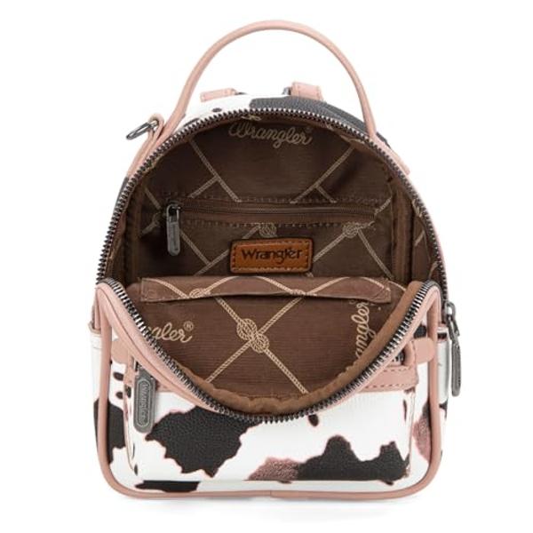 Montana West Wrangler Mini Backpack Cute Cow Print Backpack Purse for Girls and Women, Pink WG133-8600PK