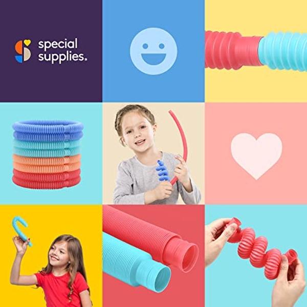 Special Supplies Fun Pull and Stretch Tubes for Kids - Pop, Bend, Build, and Connect Toy, Provide Tactile and Auditory Sensory Play, Colorful, Heavy-Duty Plastic (8-Pack Pastel Col