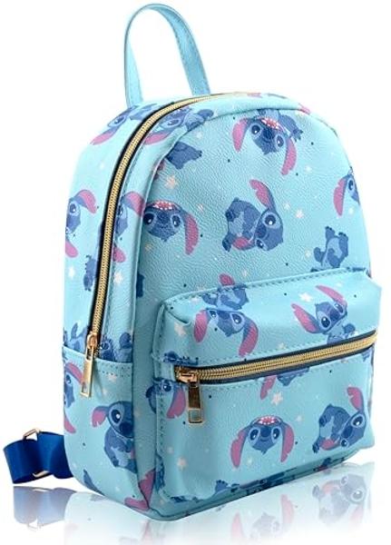 Disney Lilo and Stitch Backpack for Women, Men, Boys, Girls, Unisex | Cute PU Leather 10" Stitch Mini Backpack Purse Shoulder Purse | Stitch Bag and Stitch Accessories