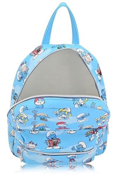Fast Forward Smurfs Backpack for Women, Men, Boys, Girls, Unisex | Cute PU Leather 10" Smurfs Mini Backpack Purse Shoulder Purse | Smurfs Bag and Smurfs Accessories