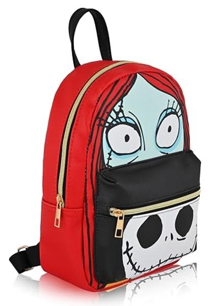 Disney Nightmare Before Christmas Unisex Backpack | Cute PU Leather 10" Jack Skellington Mini Backpack Purse Shoulder Bag | Jack and Sally Accessories