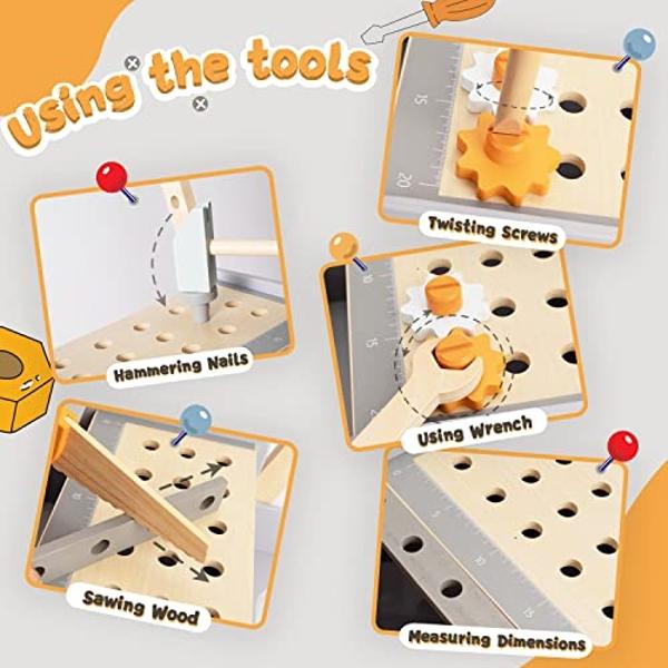 Labebe Baby Push Walker and Tool Bench - Wooden Activity Center for Toddlers 1-3 Years Old - Kids Workbench and Montessori Toys for Boys and Girls