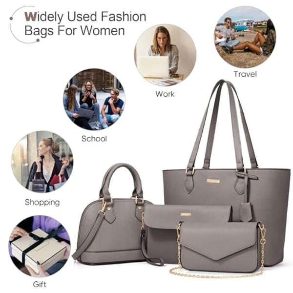 4PCS Women Fashion Handbags Purses Wallet Shoulder Bags Casual Tote Bag Crossbody Bags, Handbag Set Gift for Ladies Girls, Satchel Purse Set for Women