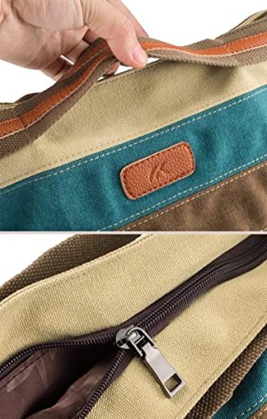 SNUG STAR Canvas Handbag Multi-Color Striped Lattice Cross Body Shoulder Purse Bag Tote-Handbag for Women