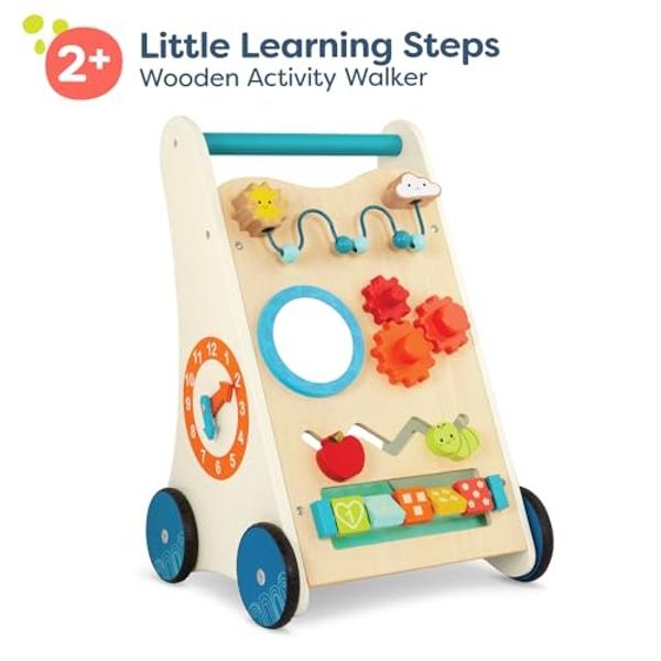 B. toys- Little Learning Steps- Wooden Activity Walker – 7 Educational Activities – Learning & Walking Toy for Toddlers – Stand, Push, Walk – 1 Year +