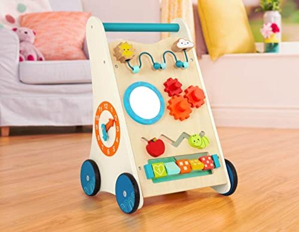 B. toys- Little Learning Steps- Wooden Activity Walker – 7 Educational Activities – Learning & Walking Toy for Toddlers – Stand, Push, Walk – 1 Year +