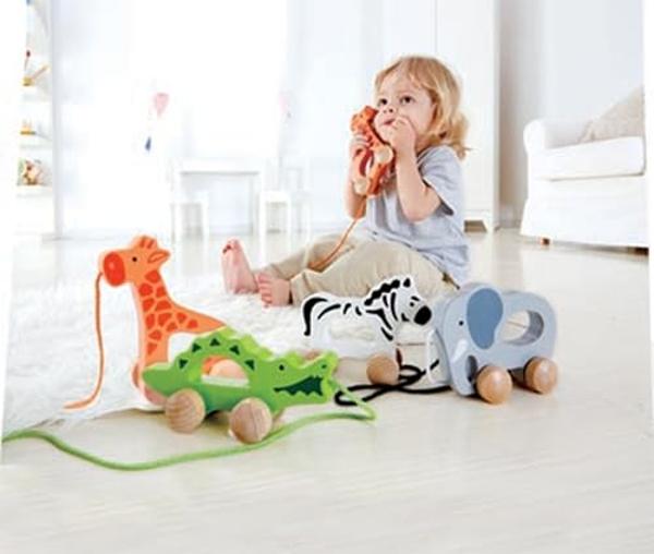 Hape Wooden Elephant Pull-Along Baby Toy| Early Learning Push and Pull Toys for Toddlers Age 1 Years and Up
