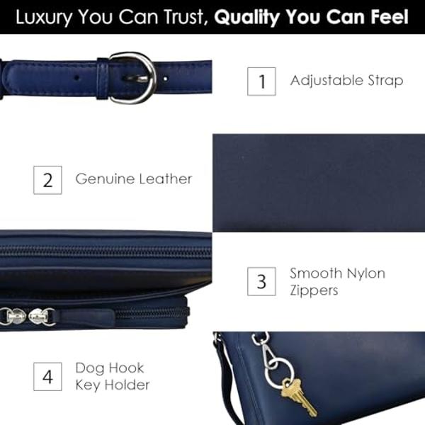 ili New York Genuine Leather Crossbody Bags for Women - Premium RFID Blocking Shoulder Bag Organizer with Adjustable Strap