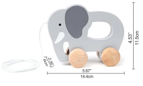 Hape Wooden Elephant Pull-Along Baby Toy| Early Learning Push and Pull Toys for Toddlers Age 1 Years and Up