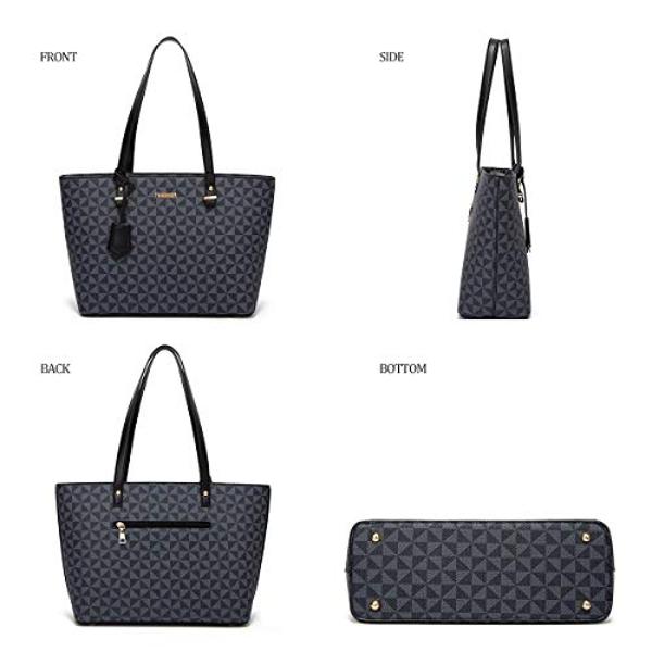 Women Fashion Synthetic Leather Handbags Tote Bag Shoulder Bag Top Handle Satchel Purse Set 4pcs