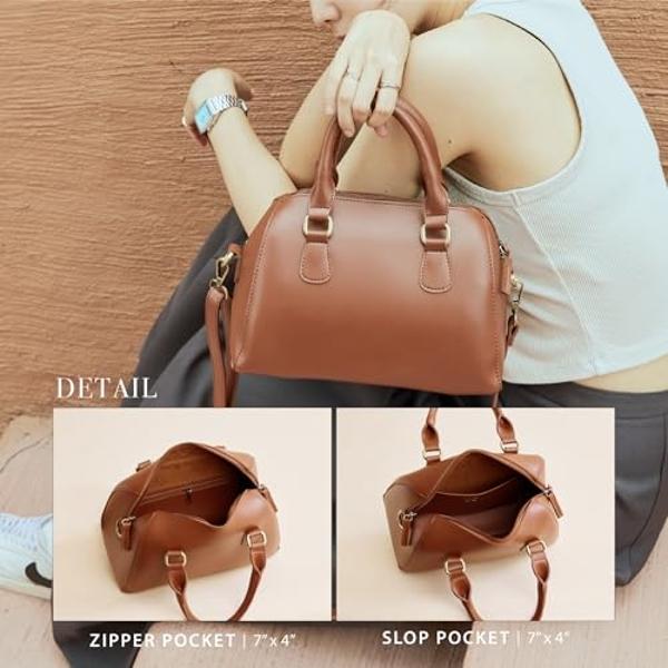Vintage Vegan Leather Boston Bag for Women (BLACK)