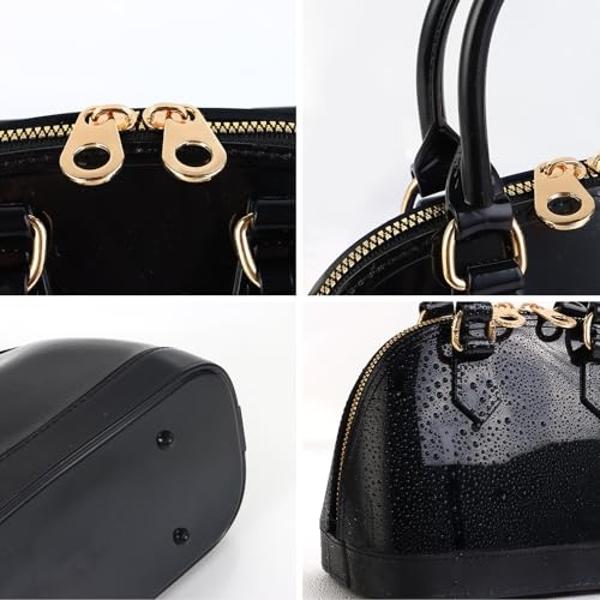 Jelly Crossbody Purse Shoulder Bag, Candy Color Tote Satchel Top-Handle Handbags for Women (Black)