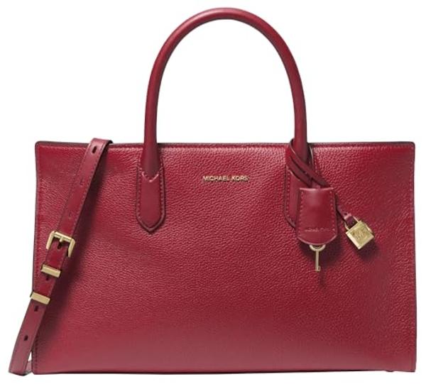 Michael Kors Scarlett Medium Satchel, Gold-Tone Hardware/Deep Red
