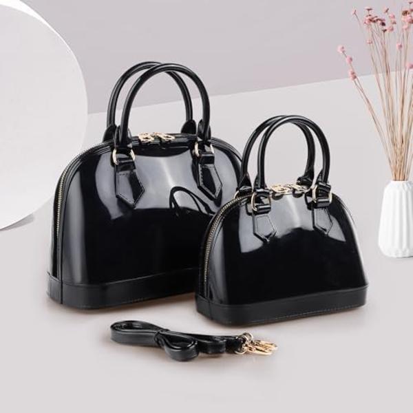 Jelly Crossbody Purse Shoulder Bag, Candy Color Tote Satchel Top-Handle Handbags for Women (Black)