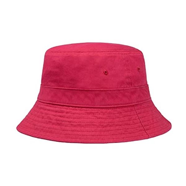 Hot Summer Bucket Hat - Trendy Cotton Sun Hat for Beach, Golf, Fishing - Fun Outdoor Vacation Boonie for Men and Women (French Rose)
