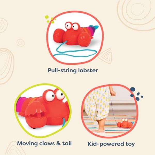 B. toys- Pull Along Lobster Toy - Waggle-A-Longs – Pinchy Pat- Developmental Toy-Push or Pull –Walking Toy with String – Baby, Toddler, Kids – 18 Months
