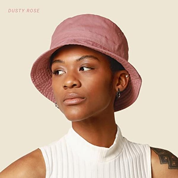 Hot Summer Bucket Hat - Trendy Cotton Sun Hat for Beach, Golf, Fishing - Fun Outdoor Vacation Boonie for Men and Women (French Rose)