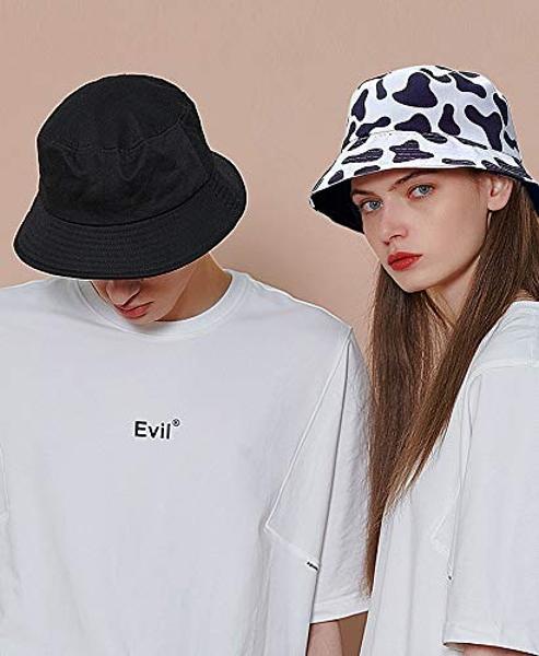 Malaxlx Cute Cow Print Bucket Hat Beach Sun Hat Aesthetic Fishing Hat for Men Women Teens, Reversible Double-Side-Wear