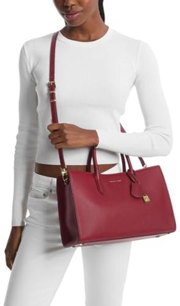 Michael Kors Scarlett Medium Satchel, Gold-Tone Hardware/Deep Red
