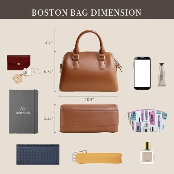 Vintage Vegan Leather Boston Bag for Women (BLACK)