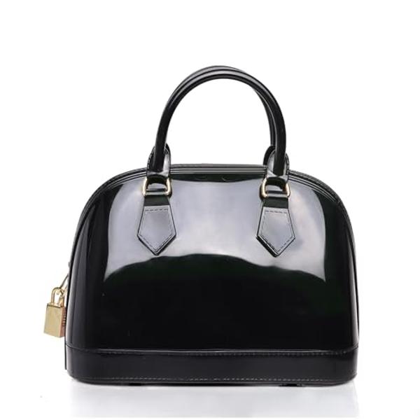 Jelly Crossbody Purse Shoulder Bag, Candy Color Tote Satchel Top-Handle Handbags for Women (Black)