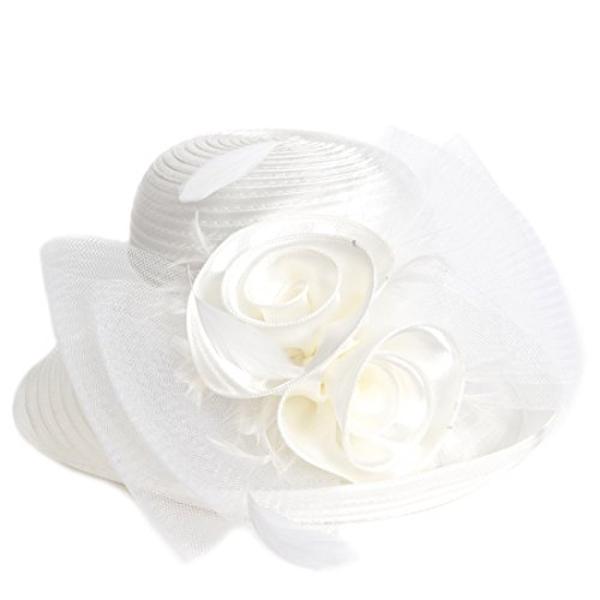 Lady Derby Dress Church Cloche Hat Bow Bucket Wedding Bowler Hats (Bowler-Cream),Medium