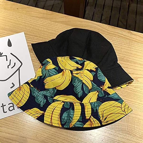 XYIYI Banana Yellow Bucket Hat Trendy Beach Hats for Women, Reversible Double-Side-Wear