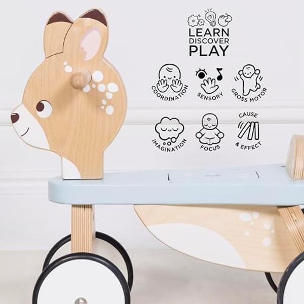 Le Toy Van - Petilou Wooden Ride On Deer Push Along Toy for Toddlers | Suitable for Boy Or Girl 1 Year Old +, Small