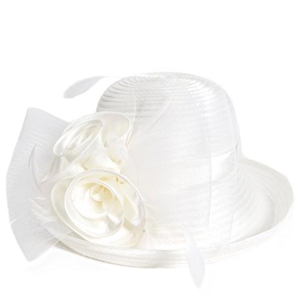 Lady Derby Dress Church Cloche Hat Bow Bucket Wedding Bowler Hats (Bowler-Cream),Medium
