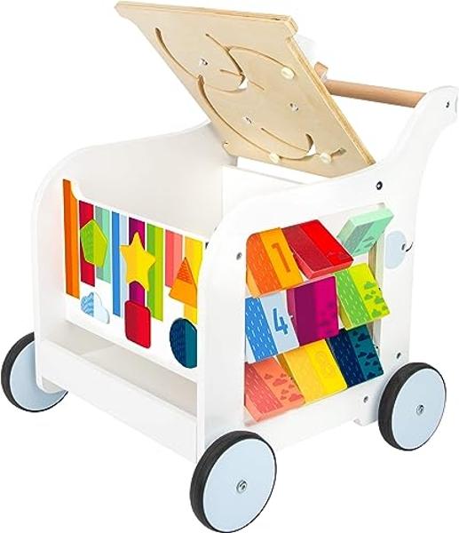 Small Foot Wooden Toys Premium Sweet Elephant Baby Walker & 5-in-1 Activity Center Designed for Toddlers 12+ Months