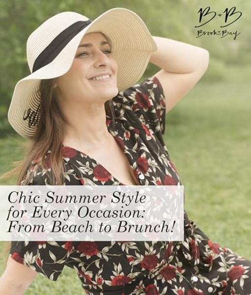Brook + Bay Foldable Beach Hats for Women-Floppy Sun Hats, Roll up Straw Hats for Summer Vacation, Hello Sunshine -Yellow